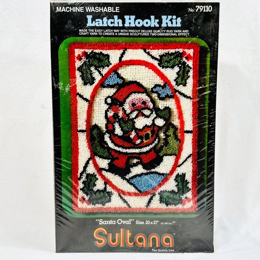 Vintage Sultana Latch Hook Rug Kit - "Santa Oval" 20" x 27" - New